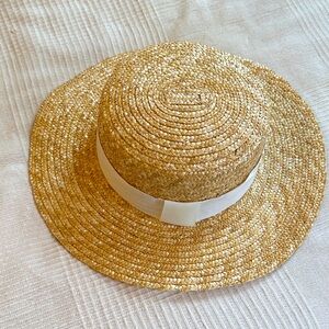 Elegant Straw Sun Hat with White Ribbon